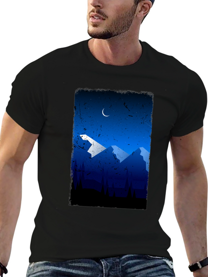 Mountainscape Graphic Tee - Night Sky Design