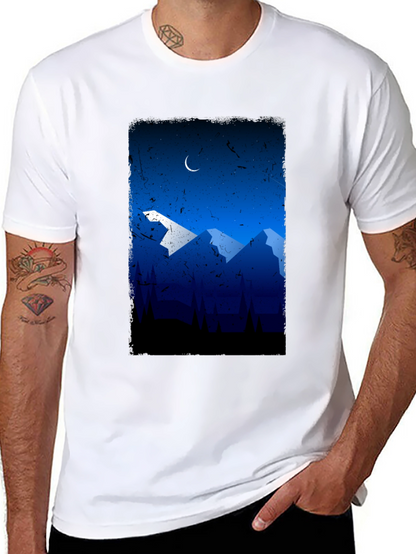 Mountainscape Graphic Tee - Night Sky Design