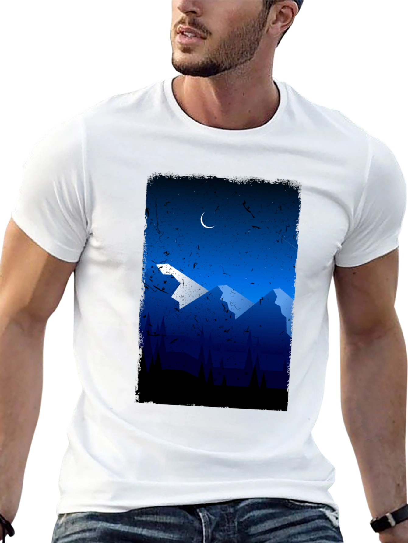 Mountainscape Graphic Tee - Night Sky Design