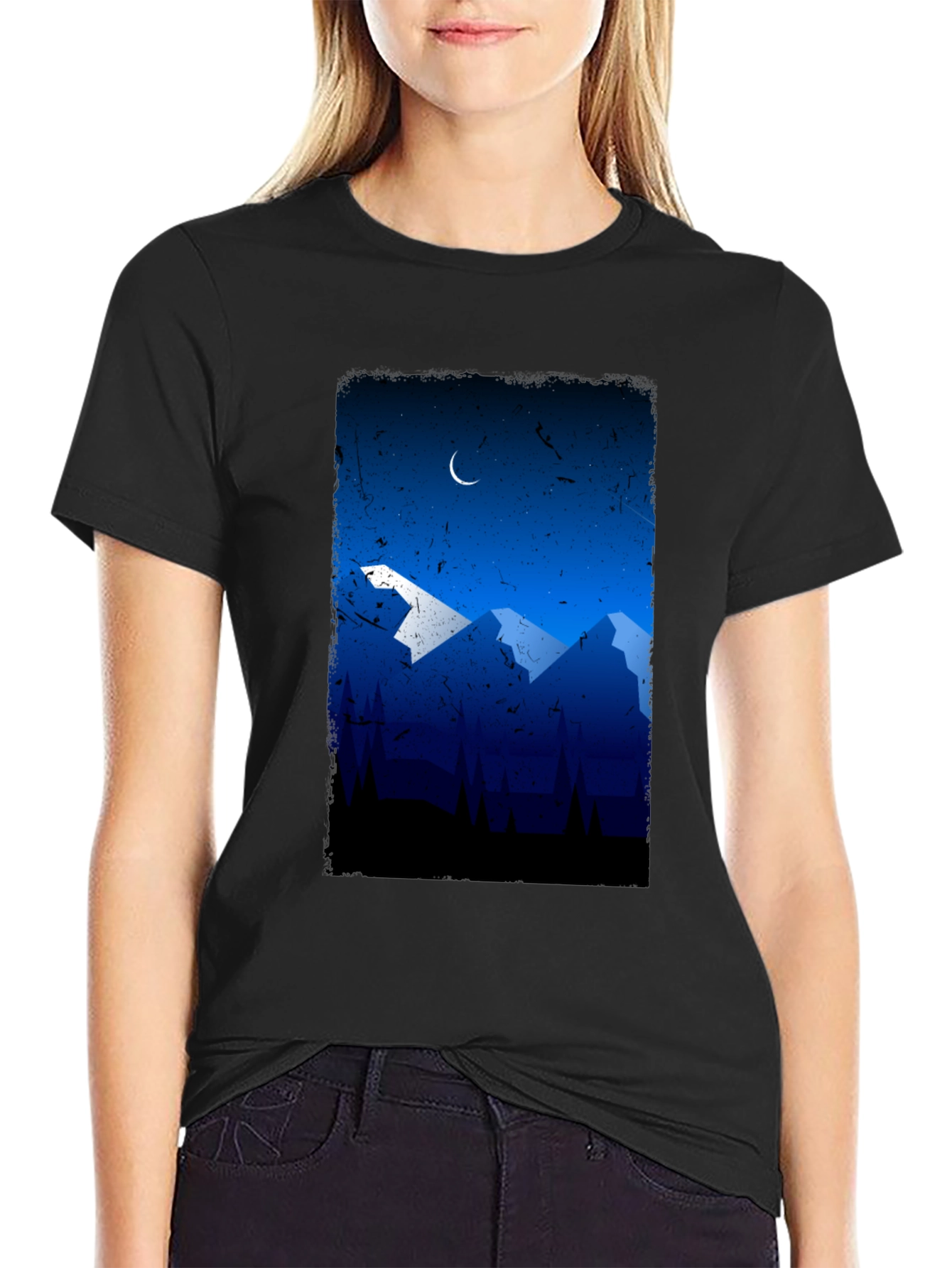 Mountainscape Graphic Tee - Night Sky Design