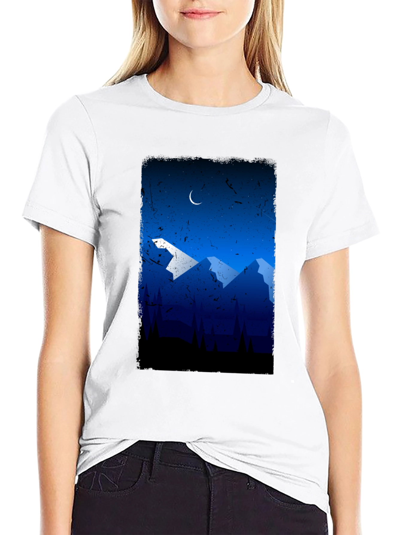 Mountainscape Graphic Tee - Night Sky Design