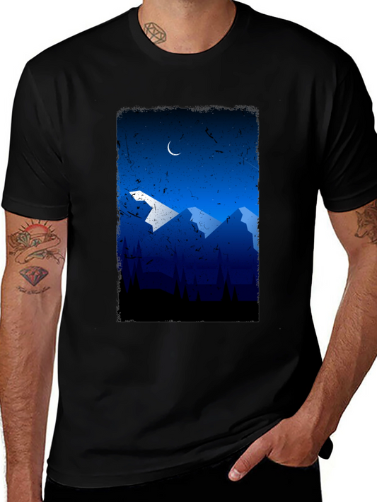 Mountainscape Graphic Tee - Night Sky Design