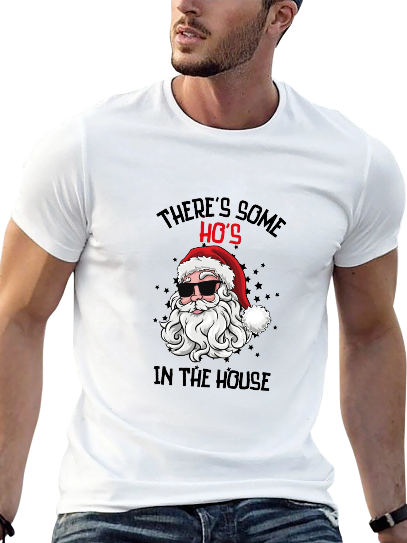 Cool Santa Christmas T-Shirt: Theres Some Hos