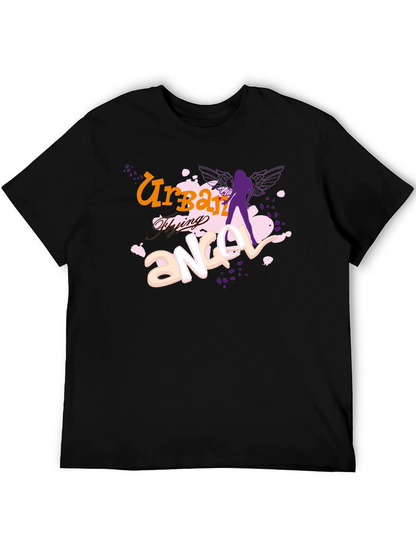 Urban Flying Angel Graphic T-Shirt - Black