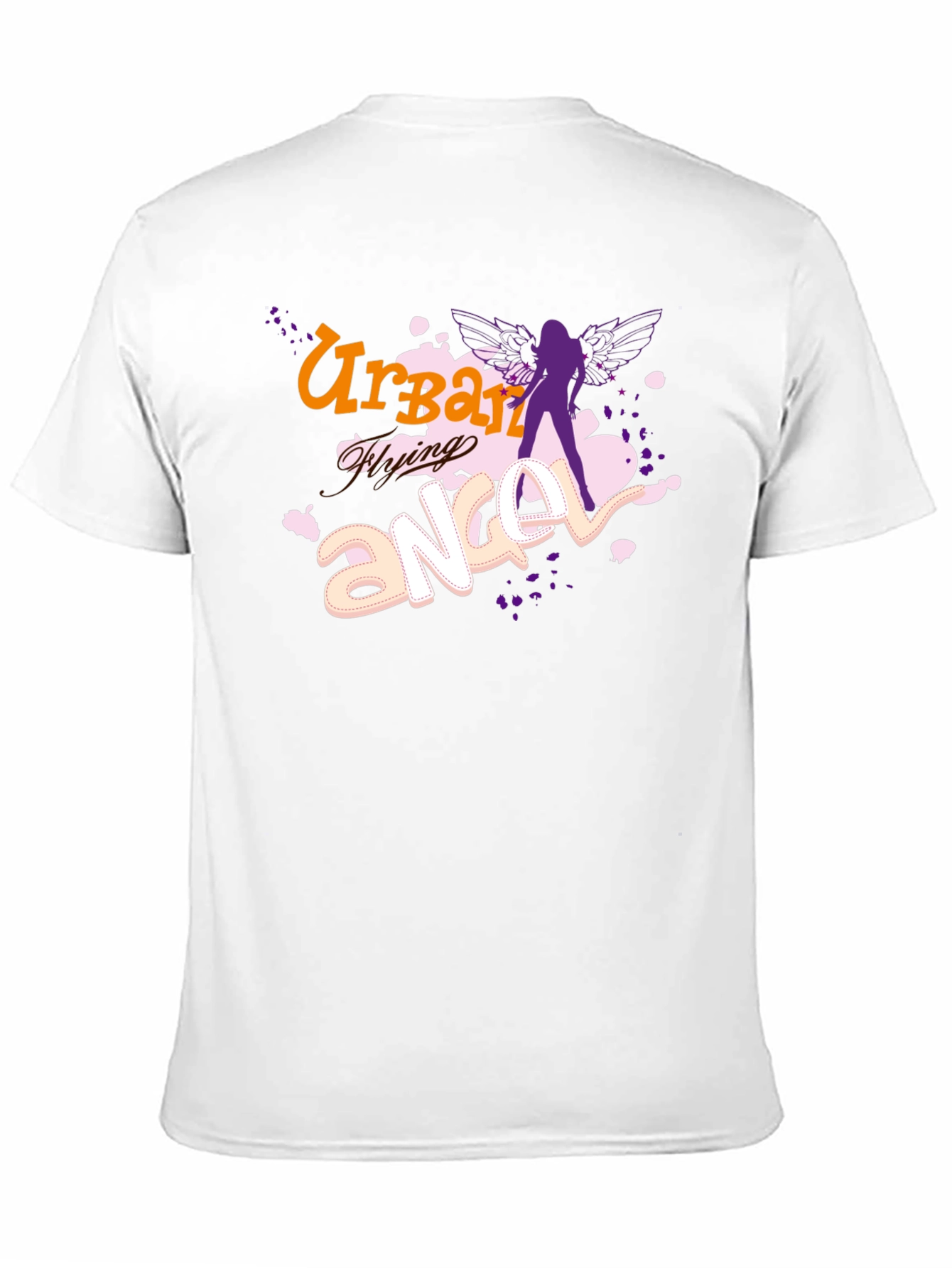 Urban Flying Angel Graphic T-Shirt - Black