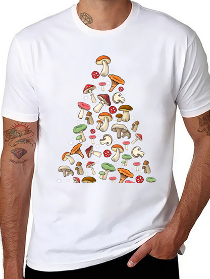 Mushroom Pattern Black T-Shirt