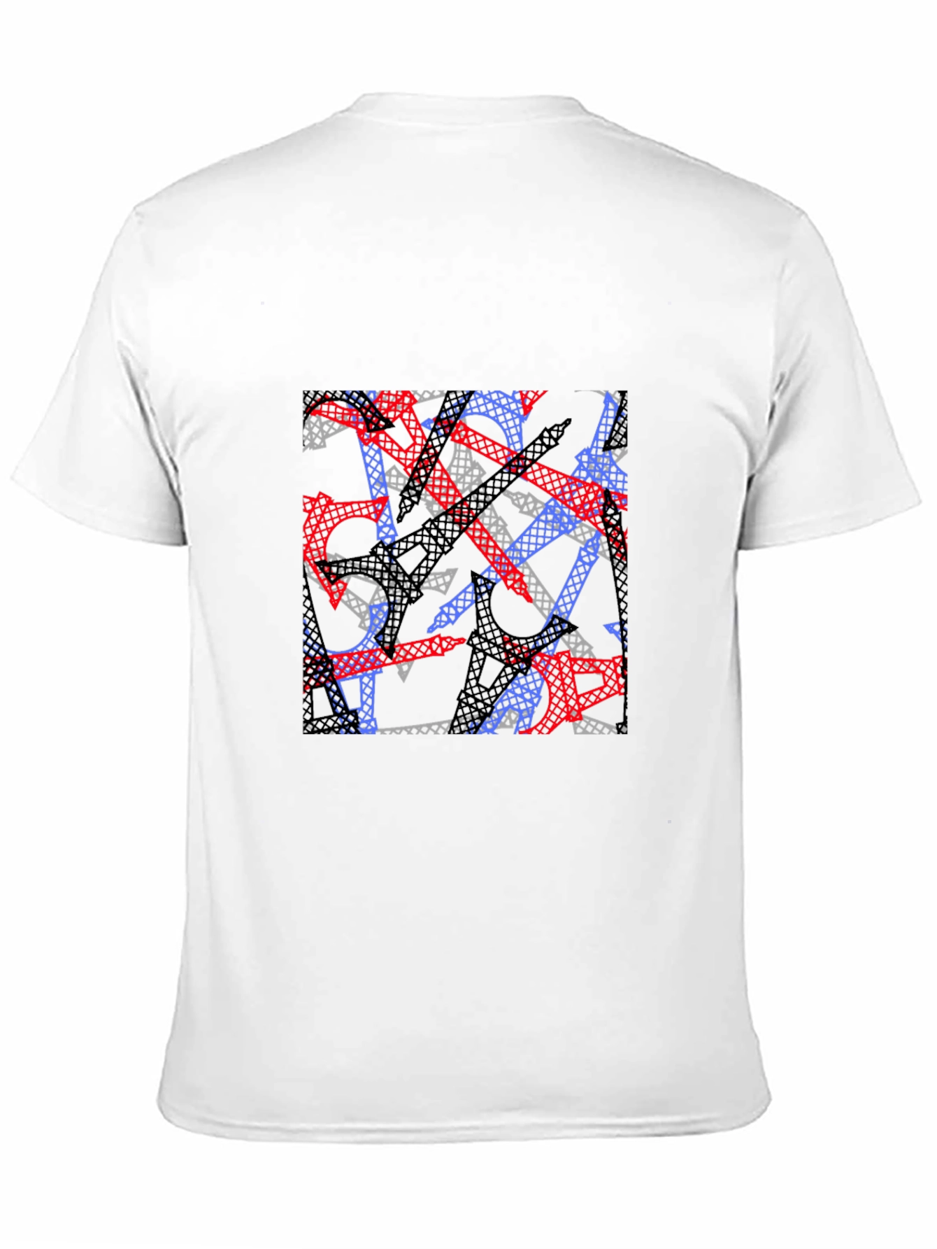 Abstract Eiffel Tower Print Black T-Shirt