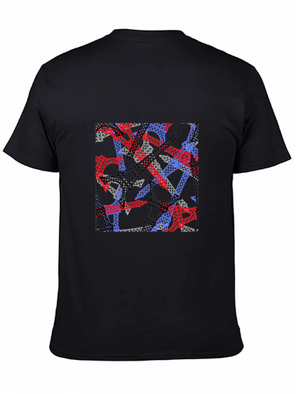 Abstract Eiffel Tower Print Black T-Shirt