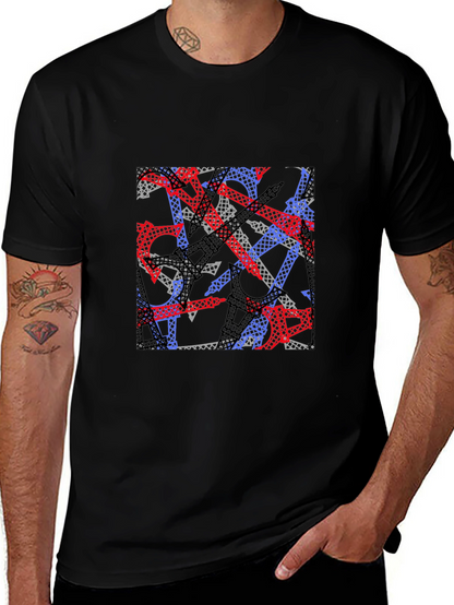 Abstract Eiffel Tower Print Black T-Shirt