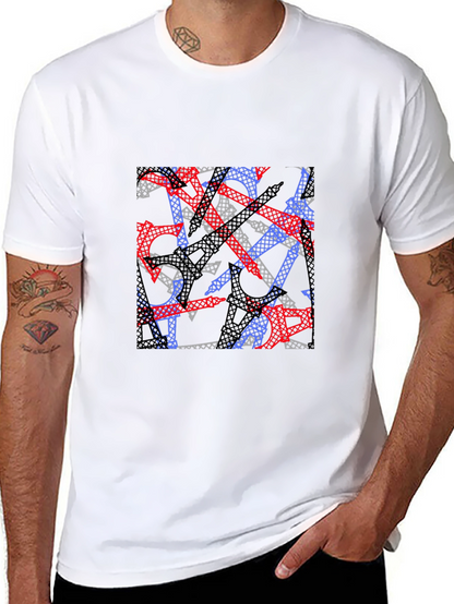 Abstract Eiffel Tower Print Black T-Shirt