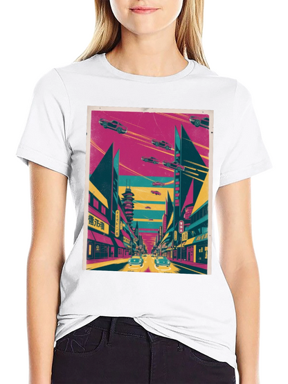 Retro Future T-Shirt: Flying Cars and Neon City