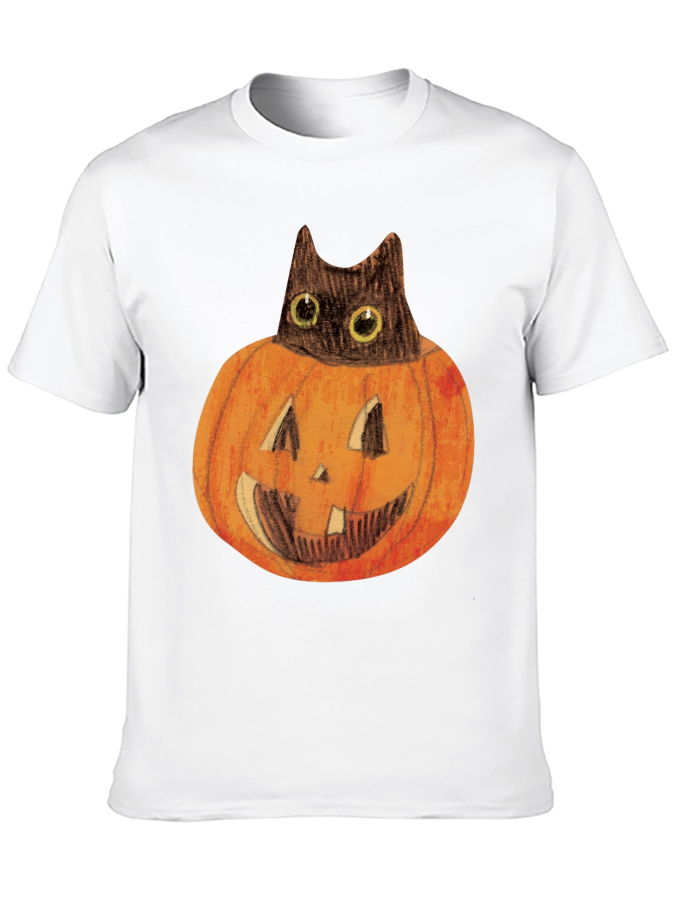 Halloween Cat in Pumpkin Mens Black T-Shirt