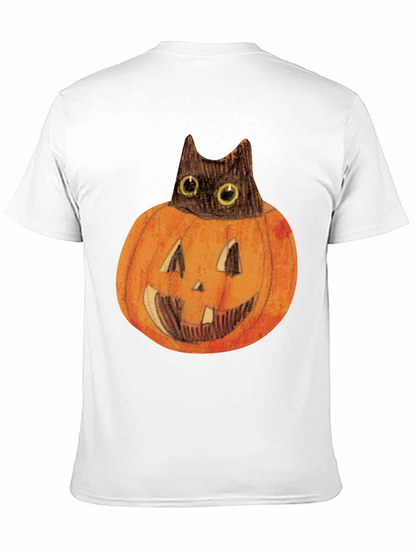 Halloween Cat in Pumpkin Mens Black T-Shirt