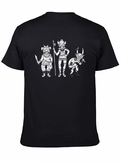 Black T-Shirt with White Tribal Art