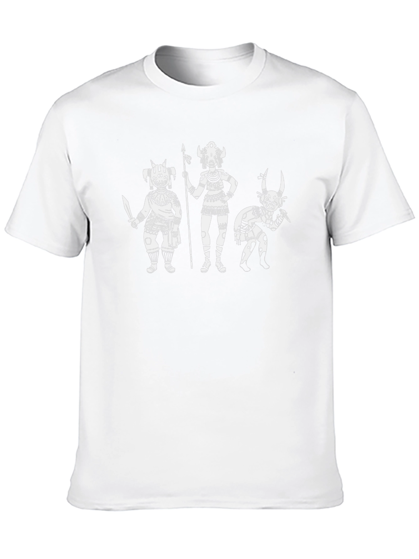 Black T-Shirt with White Tribal Art