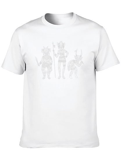 Black T-Shirt with White Tribal Art