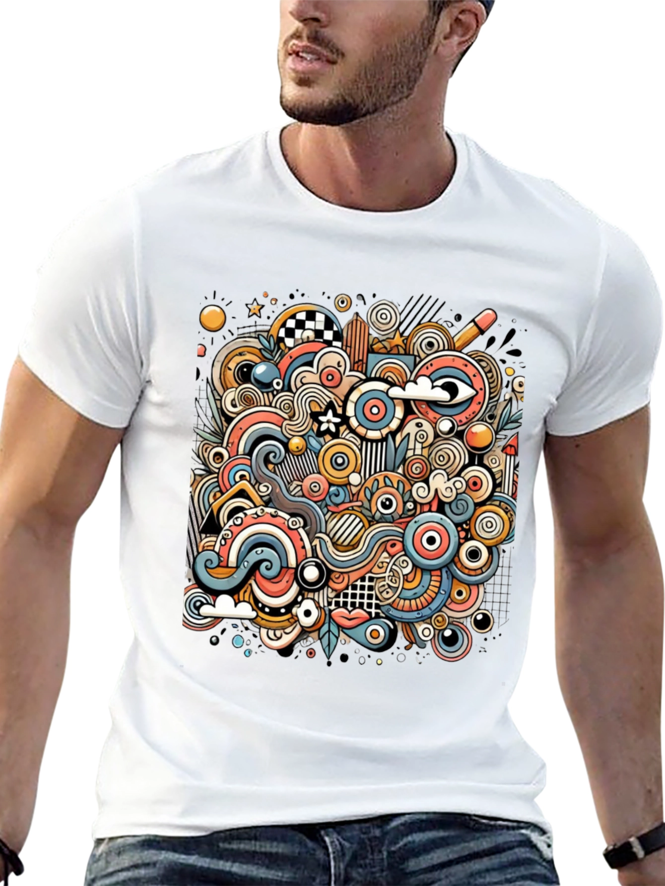 Abstract Doodle Art Mens Graphic Tee