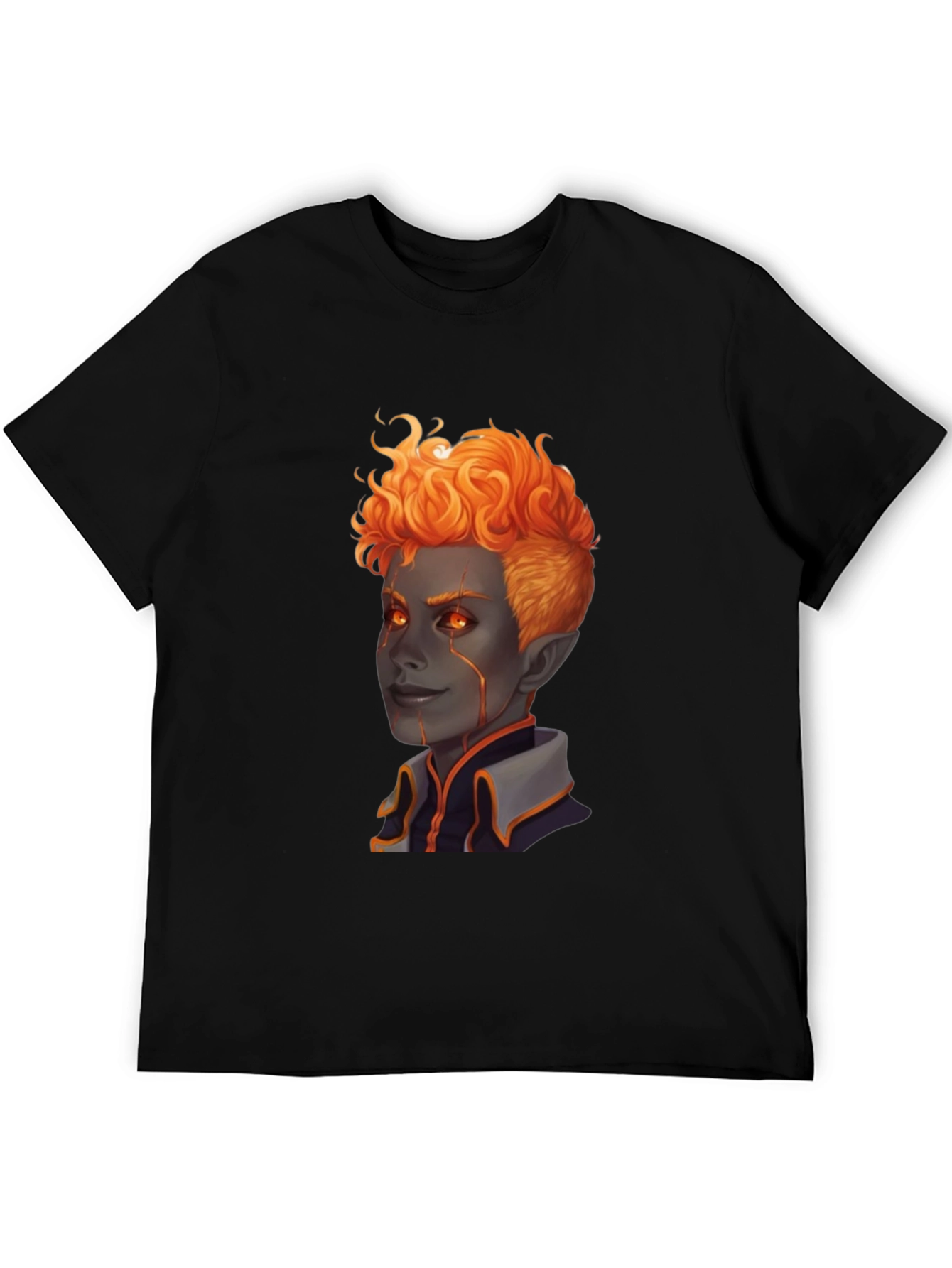 Fiery Character Graphic Tee - Black T-Shirt