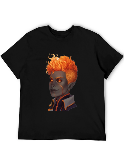 Fiery Character Graphic Tee - Black T-Shirt