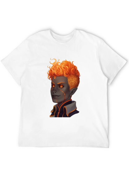 Fiery Character Graphic Tee - Black T-Shirt