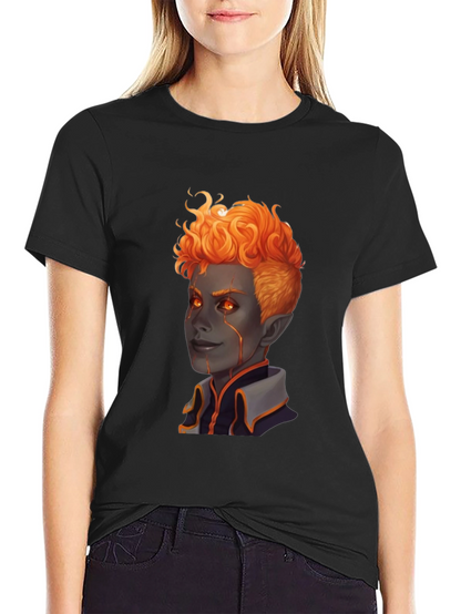 Fiery Character Graphic Tee - Black T-Shirt