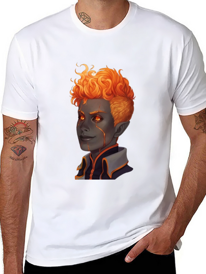 Fiery Character Graphic Tee - Black T-Shirt