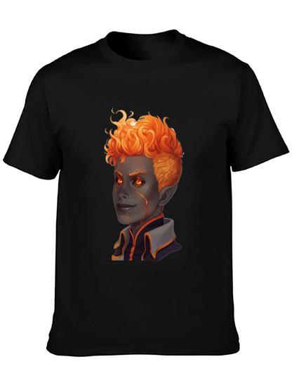 Fiery Character Graphic Tee - Black T-Shirt