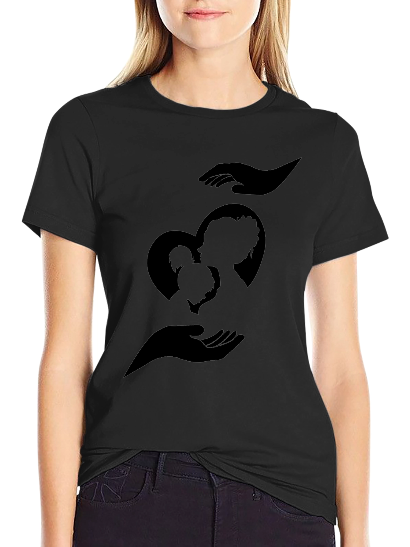 Heart Hands Family Graphic Tee - Black