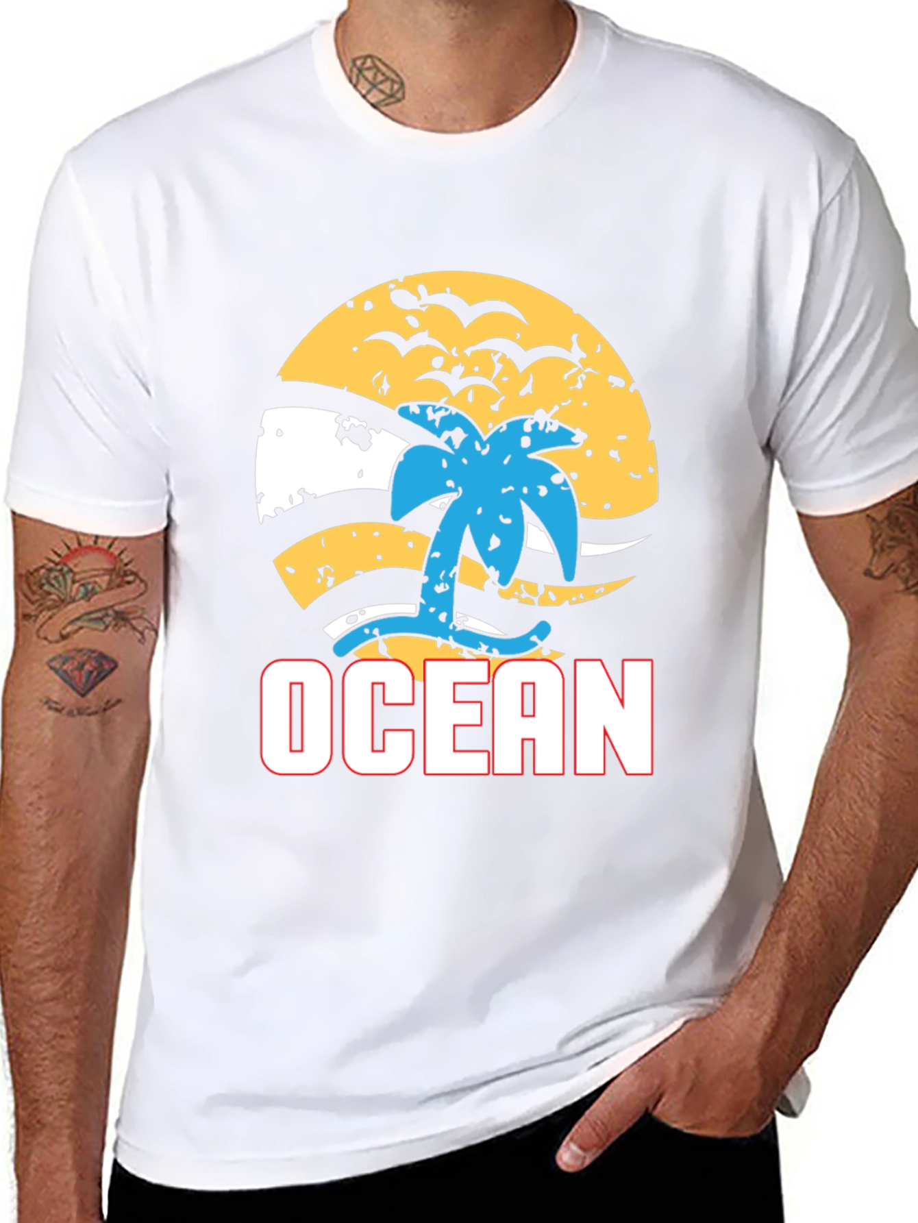 Ocean Beach T-Shirt - Palm Tree Graphic Tee