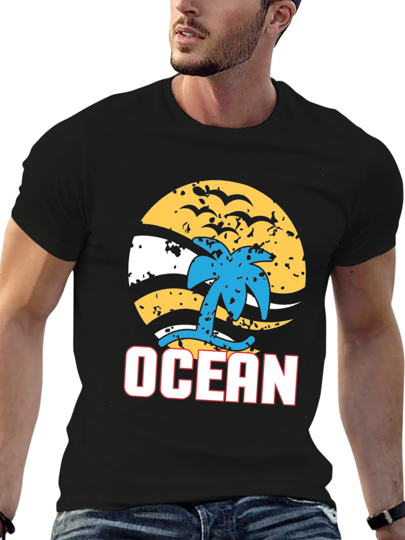 Ocean Beach T-Shirt - Palm Tree Graphic Tee