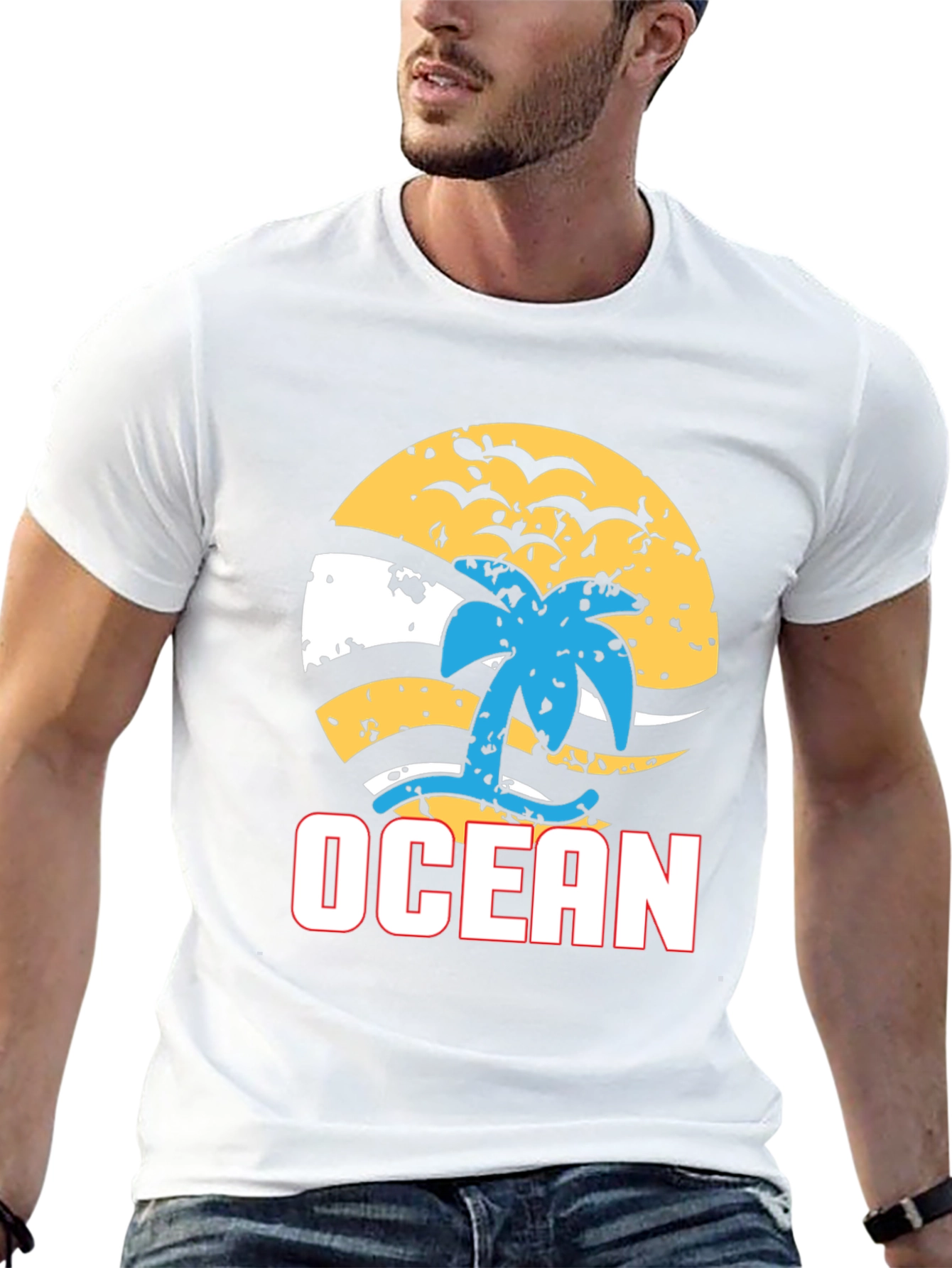 Ocean Beach T-Shirt - Palm Tree Graphic Tee
