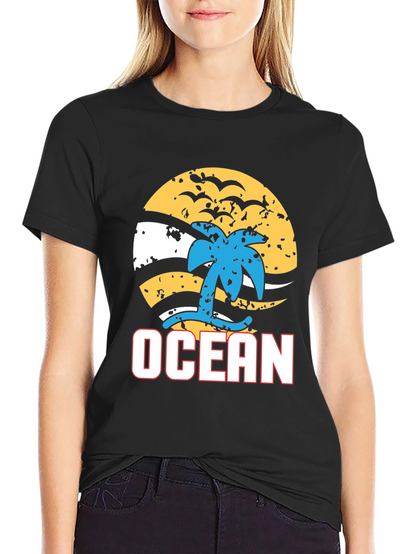 Ocean Beach T-Shirt - Palm Tree Graphic Tee
