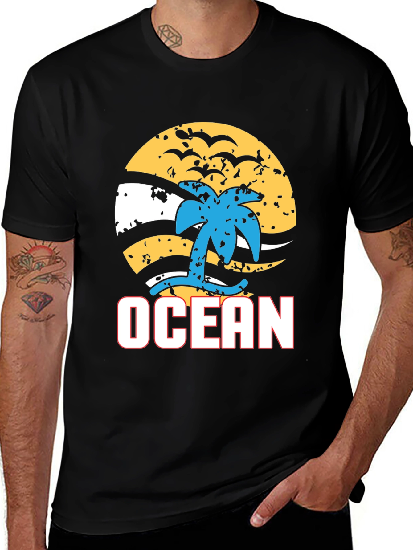 Ocean Beach T-Shirt - Palm Tree Graphic Tee