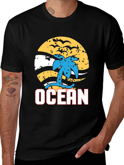 Ocean Beach T-Shirt - Palm Tree Graphic Tee