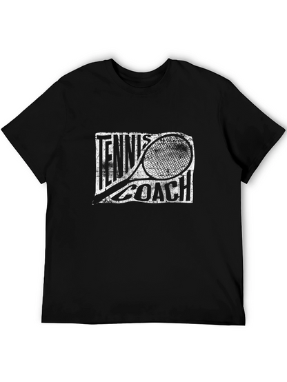 Tennis Coach T-Shirt - Black Graphic Tee