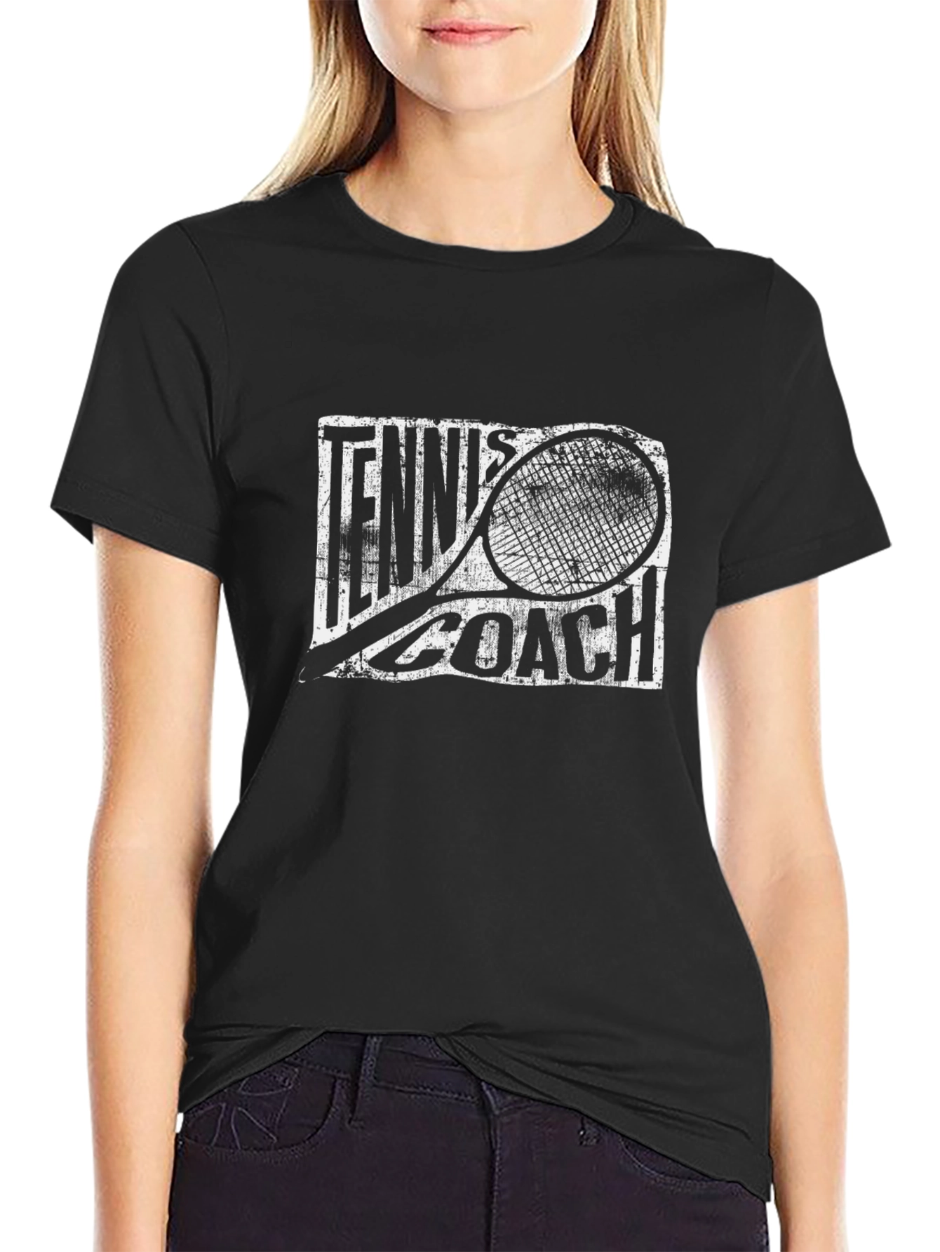 Tennis Coach T-Shirt - Black Graphic Tee