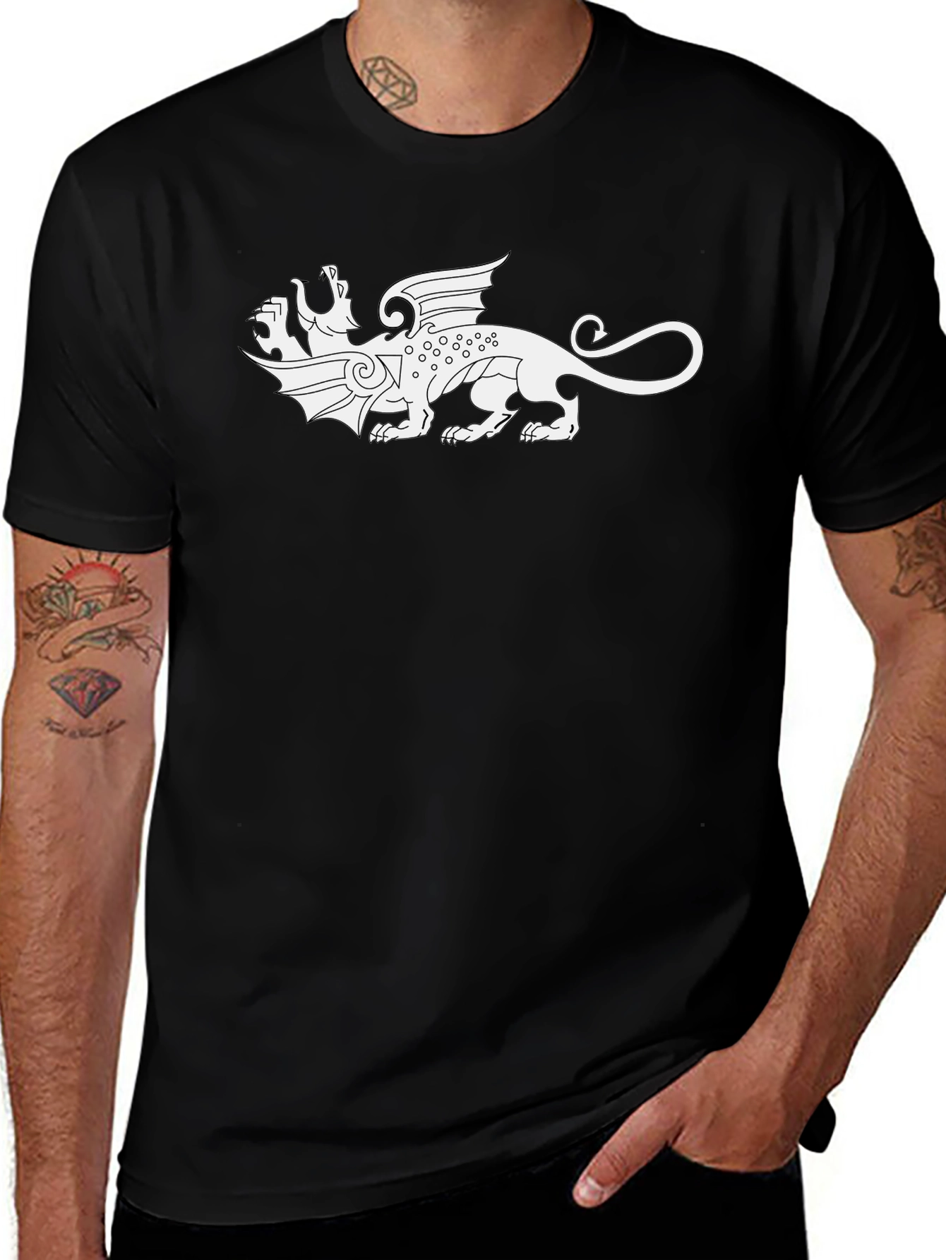 Two-Headed Dragon Graphic Tee - Black