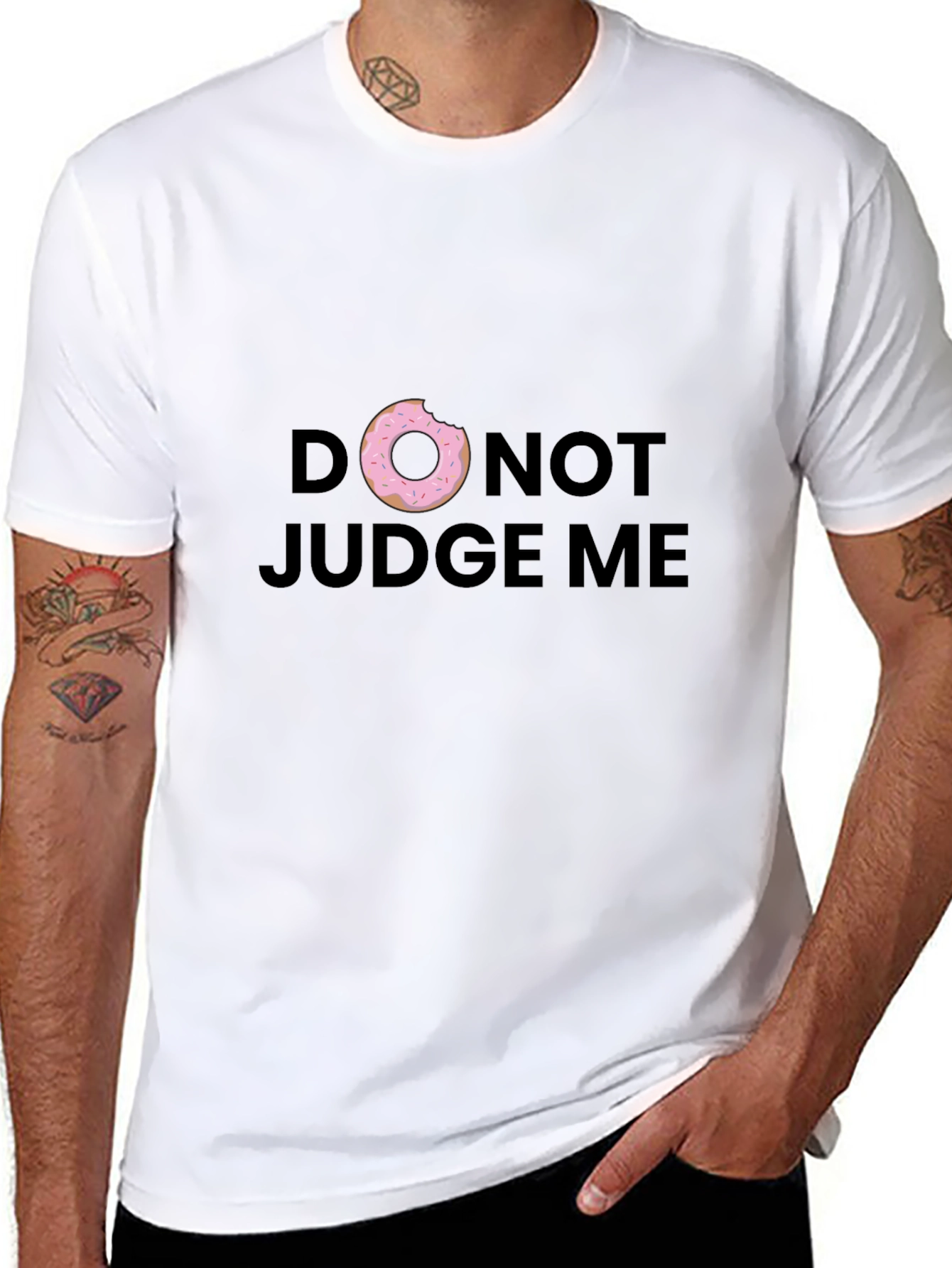 Donut Judge Me Graphic Tee - Black Cotton T-Shirt