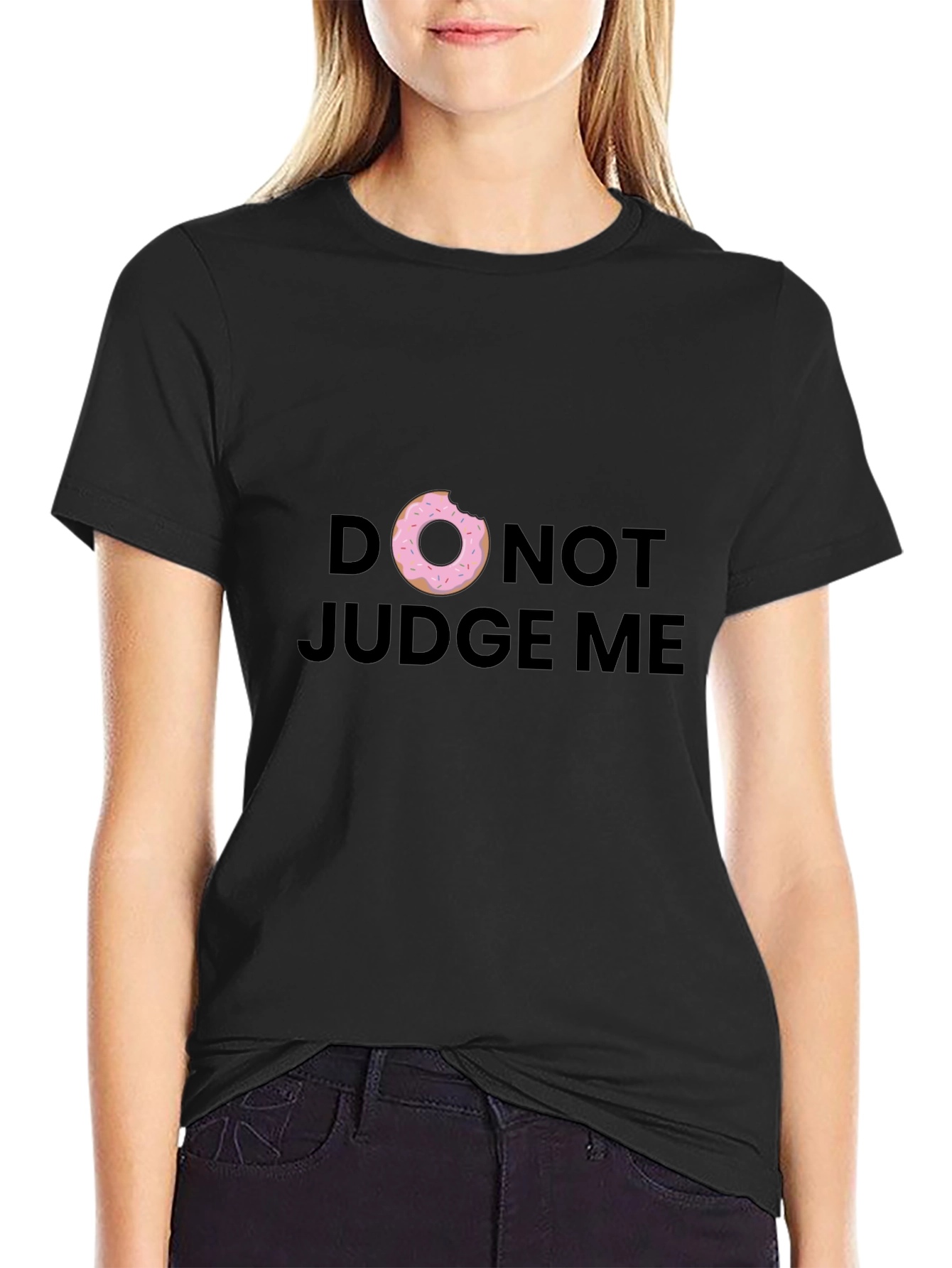Donut Judge Me Graphic Tee - Black Cotton T-Shirt