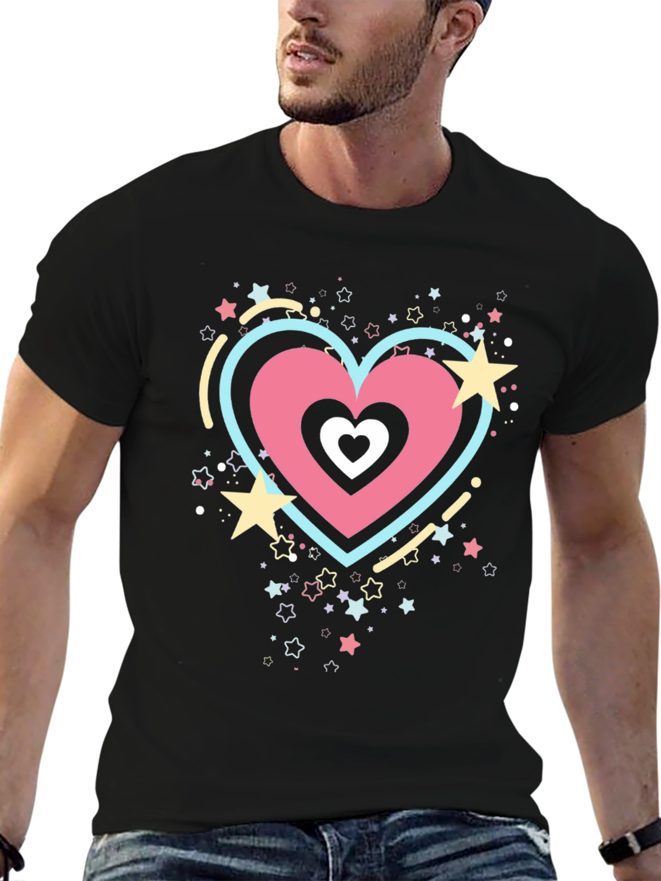 Heart & Stars Graphic Tee - Trendy Casual Style