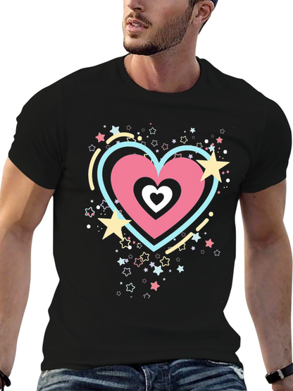 Heart & Stars Graphic Tee - Trendy Casual Style