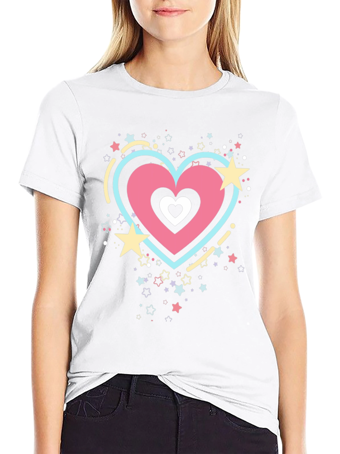 Heart & Stars Graphic Tee - Trendy Casual Style