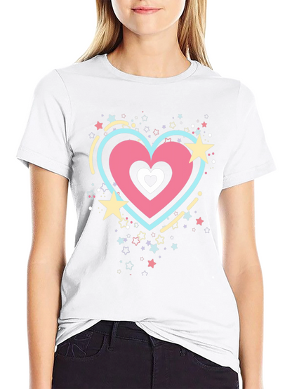 Heart & Stars Graphic Tee - Trendy Casual Style