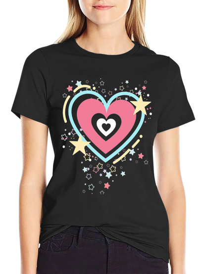 Heart & Stars Graphic Tee - Trendy Casual Style
