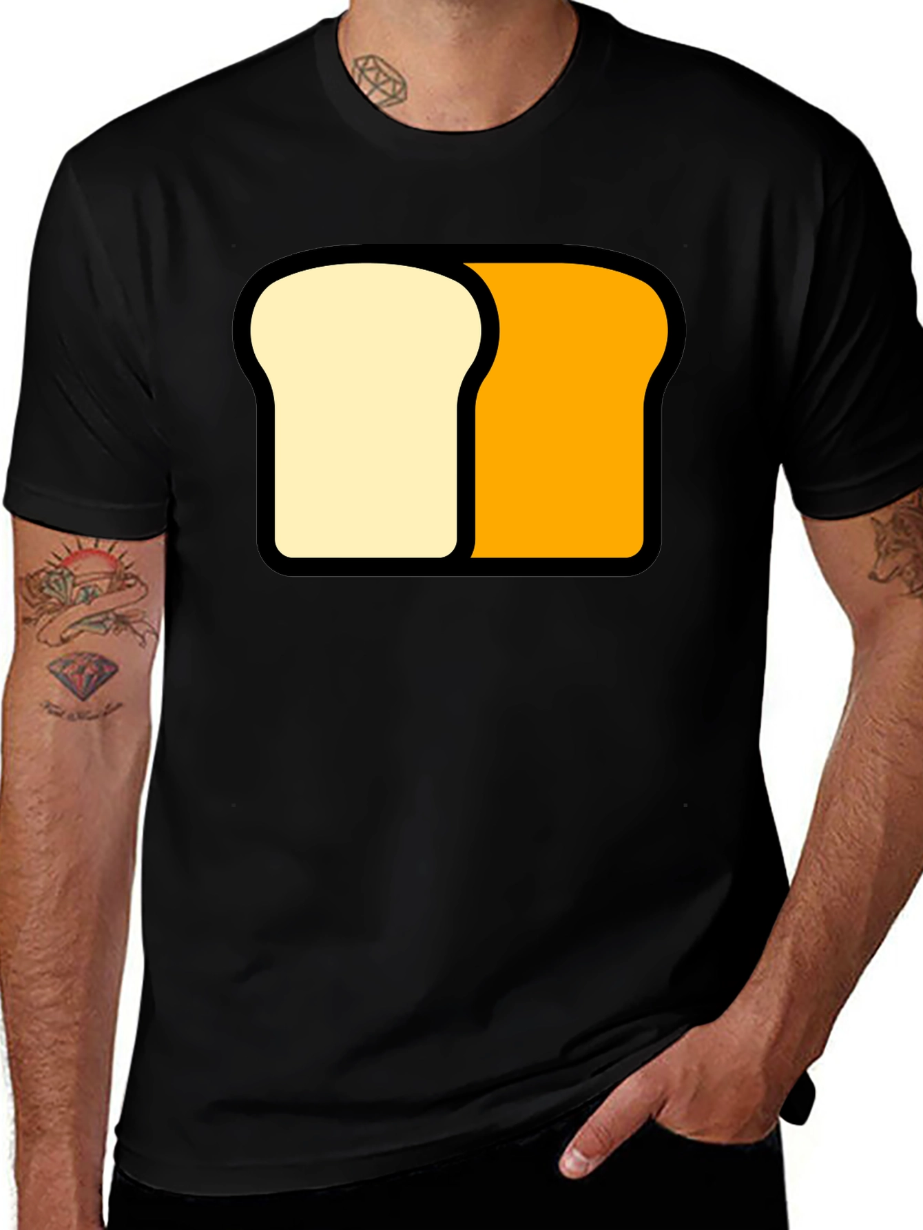 Funny Sliced Bread Graphic Tee - Black Cotton T-Shirt