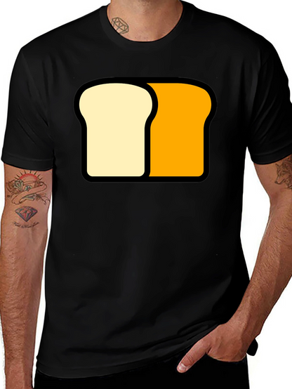 Funny Sliced Bread Graphic Tee - Black Cotton T-Shirt