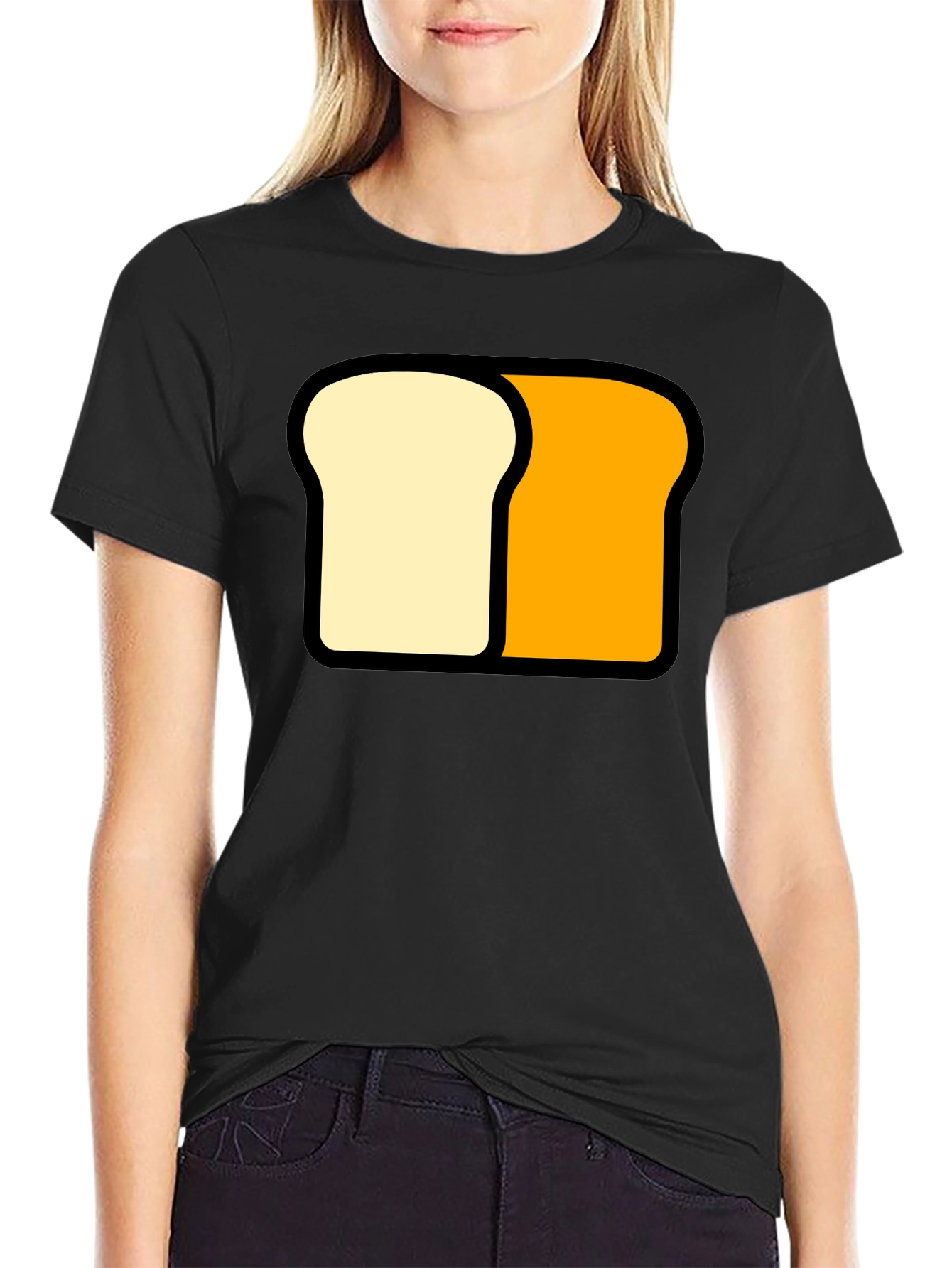 Funny Sliced Bread Graphic Tee - Black Cotton T-Shirt