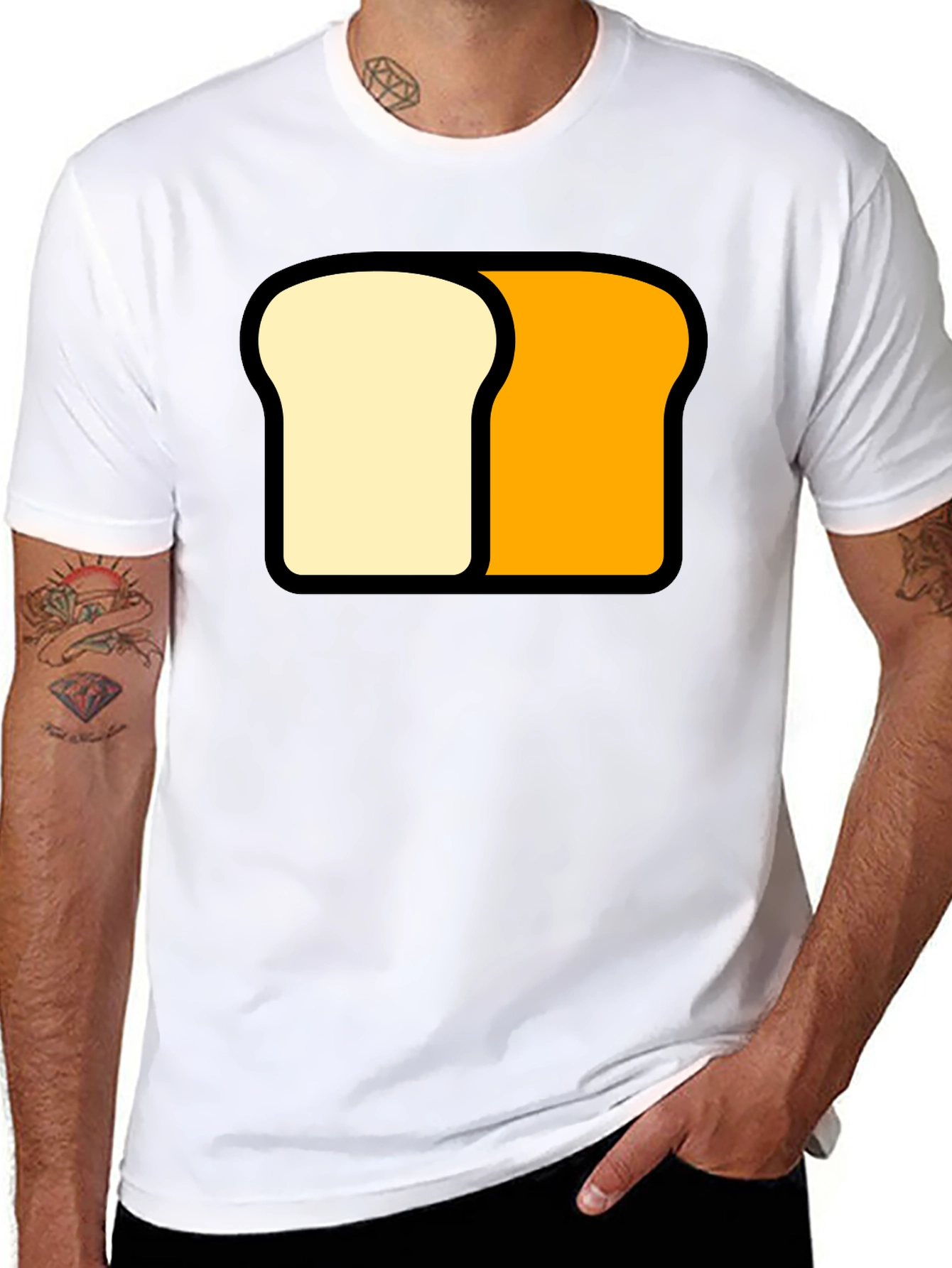 Funny Sliced Bread Graphic Tee - Black Cotton T-Shirt