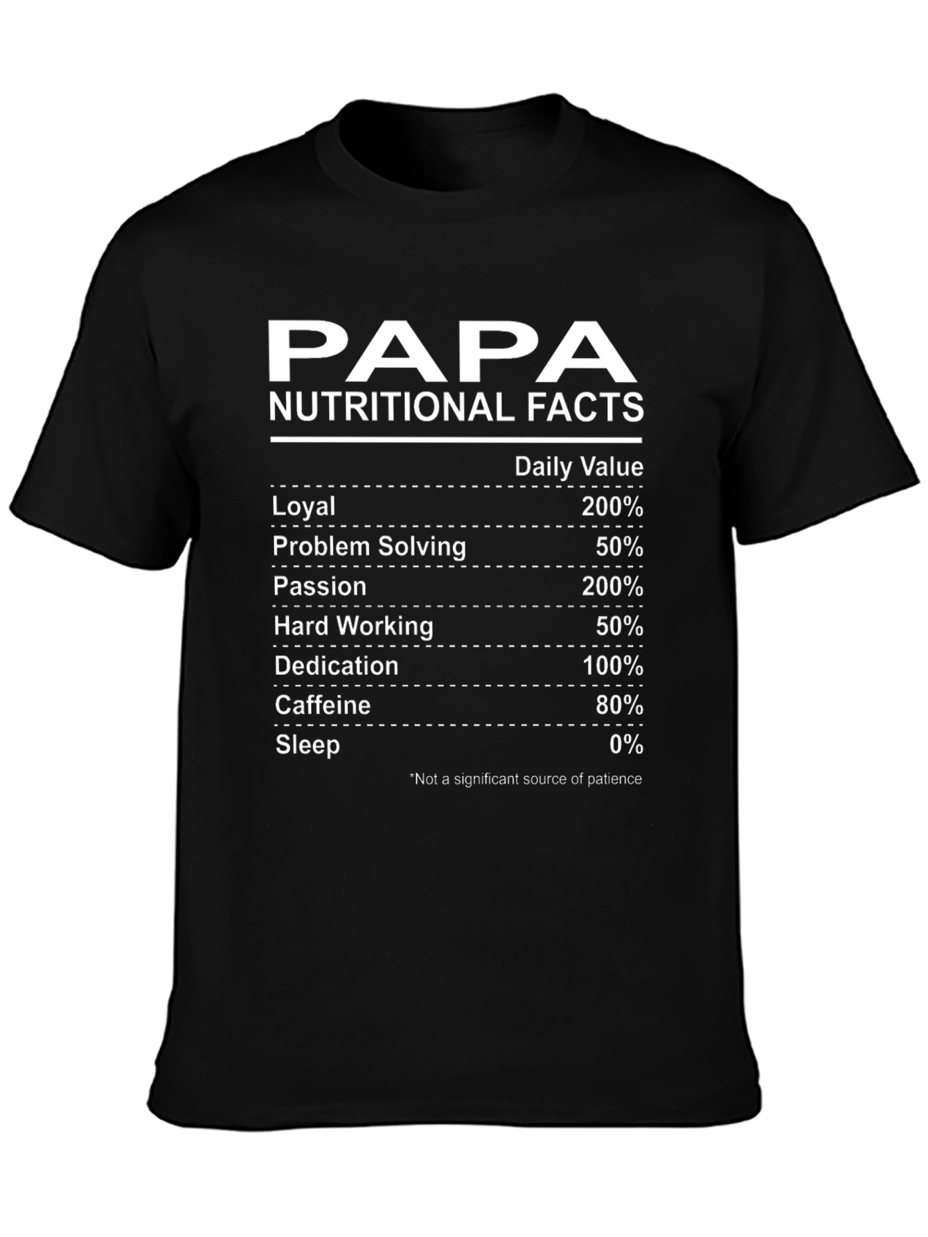 Papa Nutritional Facts Graphic Tee - Black