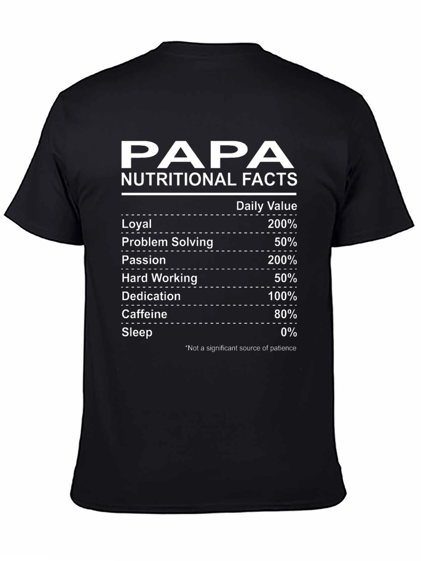 Papa Nutritional Facts Graphic Tee - Black